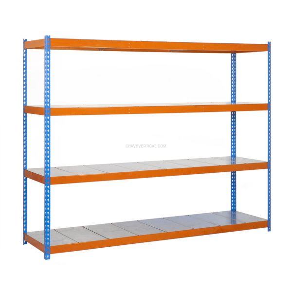 Estante Metálica ECOFORTE 1806-4 METAL AZUL/Laranja/Galvanizado - 2000 x 1800 x 600 mm