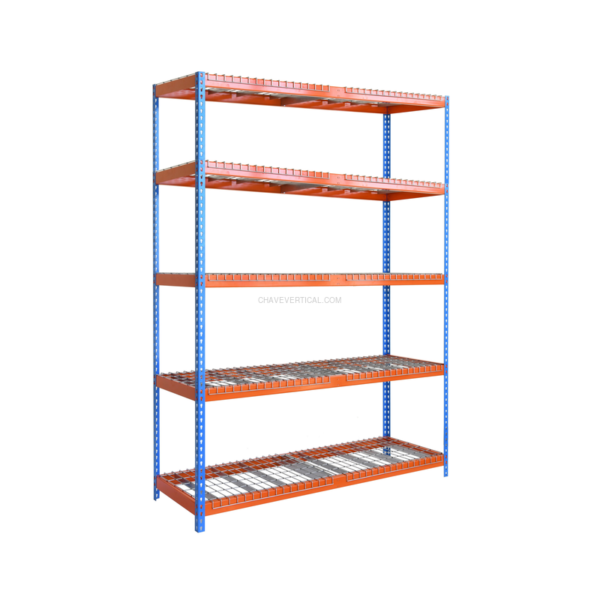 Estante Metálica ECOFORTE 1806-5 REX AZUL/Laranja - 2000 x 1800 x 600 mm