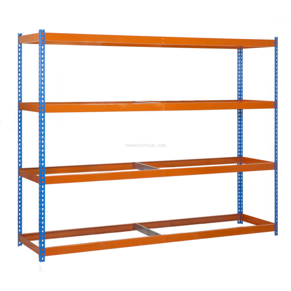 Estante Metálica ECOFORTE 1807-4 AZUL/Laranja - 2000 x 1800 x 750 mm