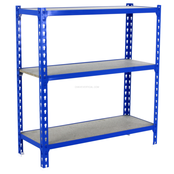 Estante Metálica MADERCLICK 3/300 900 AZUL/Madeira - 900 x 900 x 300 mm