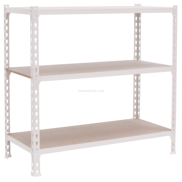 Estante Metálica MADERCLICK 3/500 900 Branco/Madeira - 900 x 900 x 500 mm