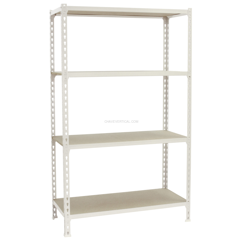 Estante Metálica MADERCLICK 4/300 1500 Branco/Madeira - 1500 x 900 x 300 mm