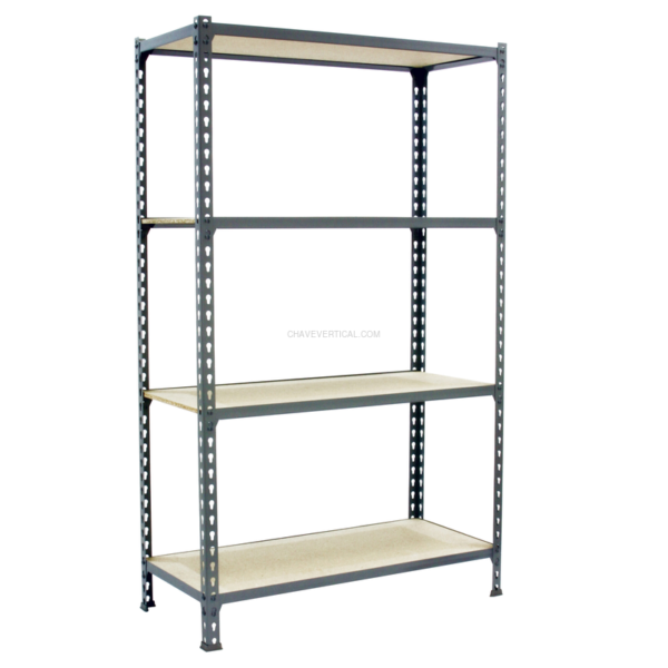 Estante Metálica MADERCLICK 4/300 1500 Cinzento/Madeira - 1500 x 900 x 300 mm