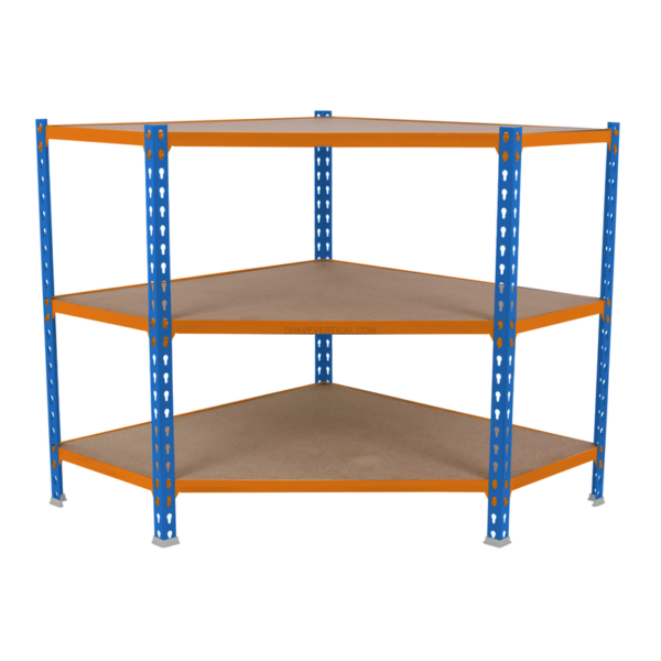 Estante Metálica MADERCLICK CORNER 3/400 900 Azul/NA/Madeira - 900 x 900 x 400 mm