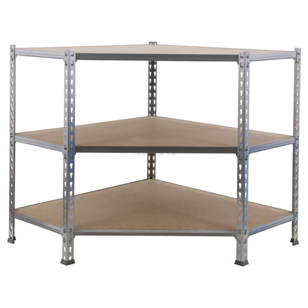 Estante Metálica MADERCLICK CORNER 3/500 900 Galvanizado/Madeira - 900 x 900 x 500 mm