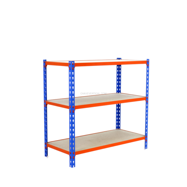Estante Metálica MADERCLICK MEGAPLUS 3/500 900 AZUL/NARANJ/Madeira - 900 x 1200 x 500 mm