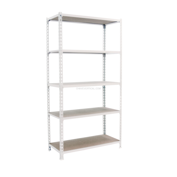 Estante Metálica MADERCLICK MEGAPLUS 5/400 Branco/Madeira - 2000 x 1200 x 400 mm