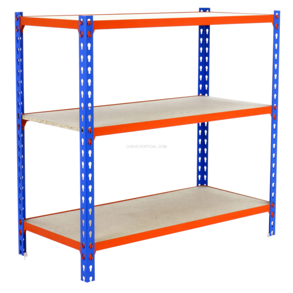 Estante Metálica MADERCLICK MINI 3/400 900 Azul/Laranja/Madeira - 900 x 800 x 400 mm