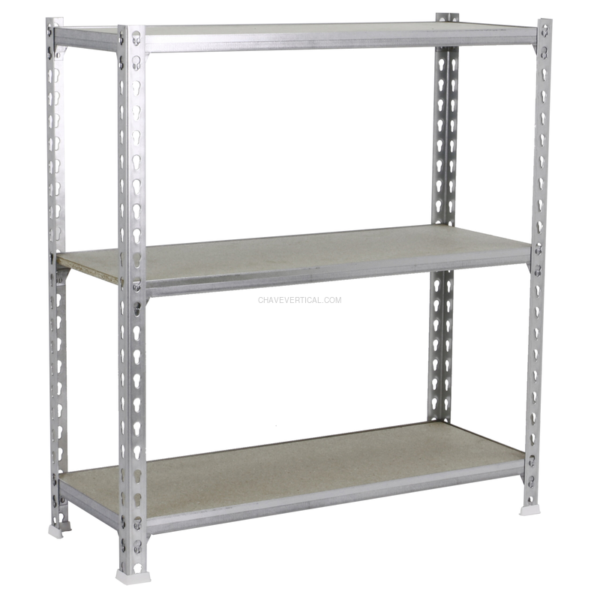Estante Metálica MADERCLICK MINI 3/500 900 Galvanizado/Madeira - 900 x 800 x 500 mm