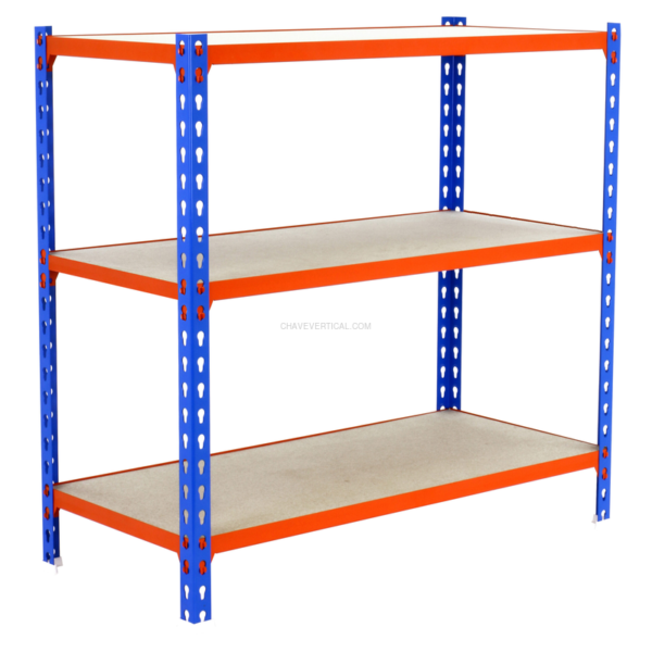 Estante Metálica MADERCLICK SUPERPLUS 3/300 1000 Azul/Laranja/Madeira - 1000 x 1100 x 300 mm
