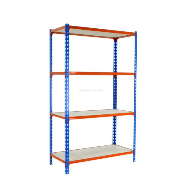 Estante Metálica MADERCLICK SUPERPLUS 4/300 1500 Azul/Laranja/Madeira - 1500 x 1100 x 300 mm