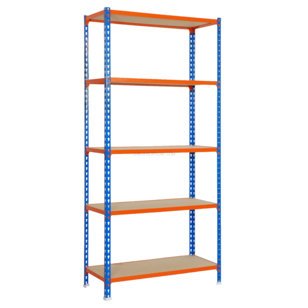 Estante Metálica MADERCLICK SUPERPLUS 5/300 Azul/Laranja/Madeira - 2000 x 1100 x 300 mm