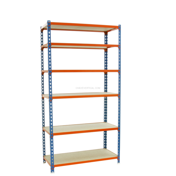 Estante Metálica MADERCLICK SUPERPLUS 6/400 Azul/Laranja/Madeira - 2500 x 1100 x 400 mm