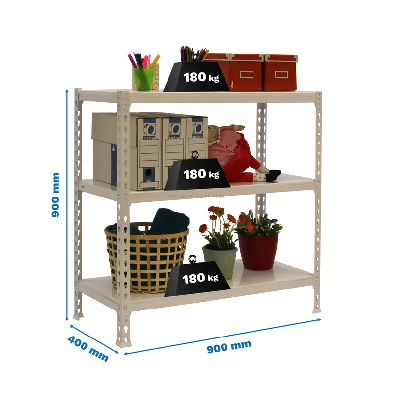 Estante Metálica SIMONCLICK 3/400 900 Branco/Branco - 900 x 900 x 400 mm