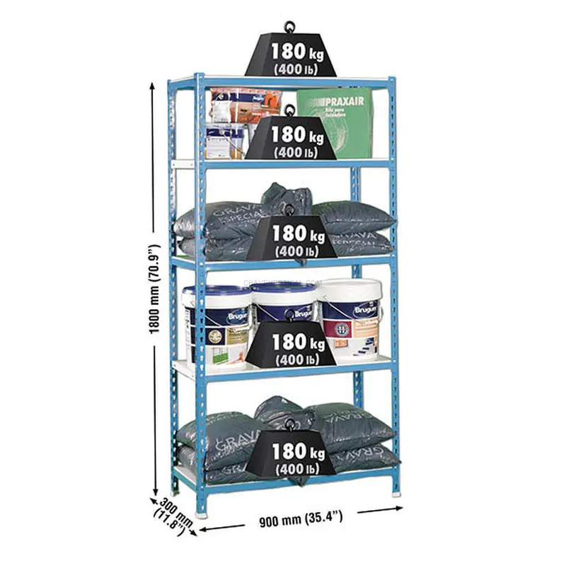 Estante Metálica SIMONCLICK 5/300 AZUL/Branco - 1800 x 900 x 300 mm