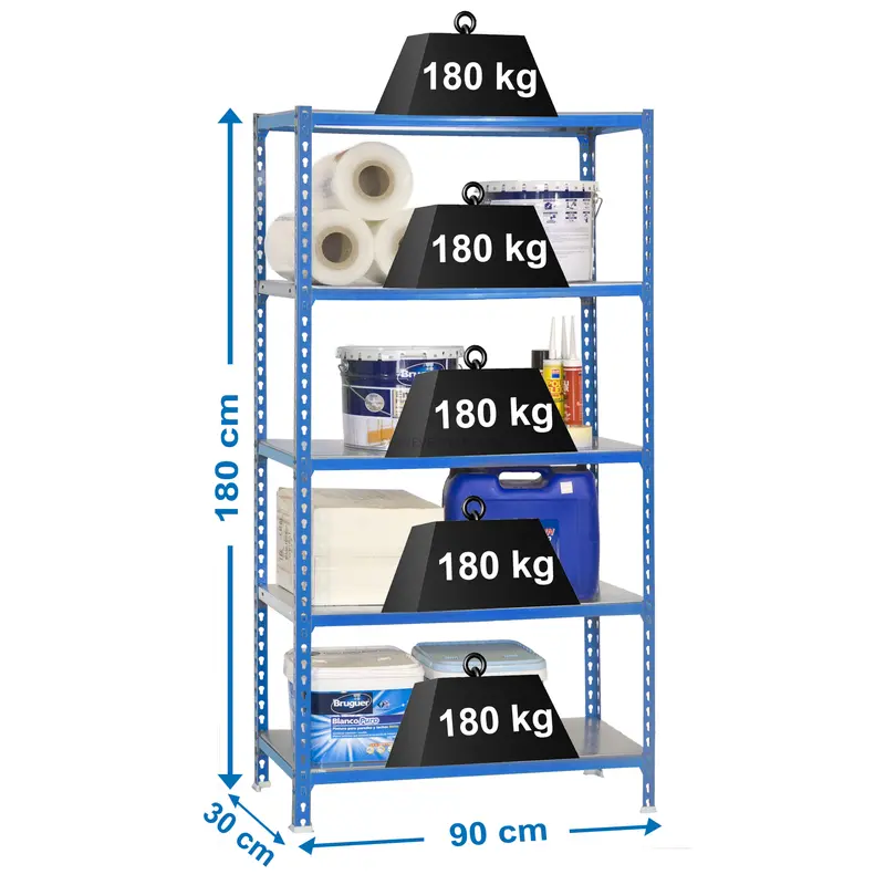 Estante Metálica SIMONCLICK 5/300 AZUL/Galvanizado - 1800 x 900 x 300 mm