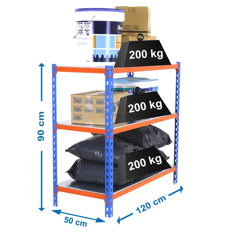 Estante Metálica SIMONCLICK MEGAPLUS 3/500 900 AZUL/NARA/Galvanizado - 900 x 1200 x 500 mm