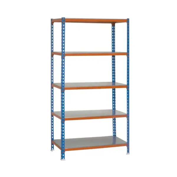 Estante Metálica SIMONCLICK MEGAPLUS 5/500 AZUL/Laranja/Galvanizado - 2000 x 1200 x 500 mm