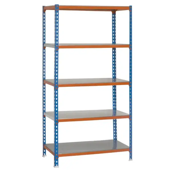 Estante Metálica SIMONCLICK MINI 5/300 AZUL/Laranja/Galvanizado - 1800 x 800 x 300 mm