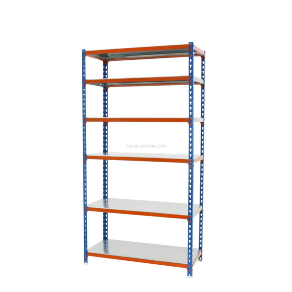 Estante Metálica SIMONCLICK MINI 6/300 AZUL/Laranja/Galvanizado - 2500 x 800 x 300 mm