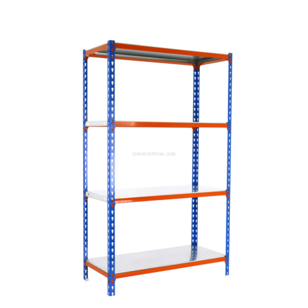 Estante Metálica SIMONCLICK PLUS 4/300 1500 AZUL/Laranja/Galvanizado - 1500 x 1000 x 300 mm
