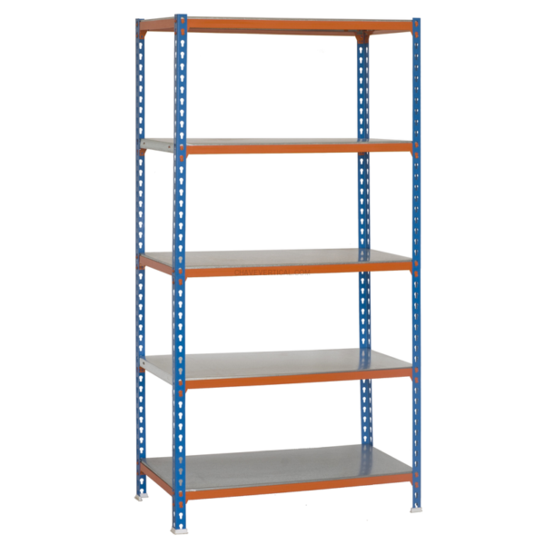 Estante Metálica SIMONCLICK PLUS 5/500 AZUL/Laranja/Galvanizado - 2000 x 1000 x 500 mm