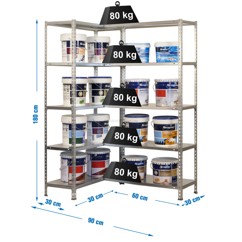 Estante Metálica SIMONCORNER 1800X900X300 Galvanizado