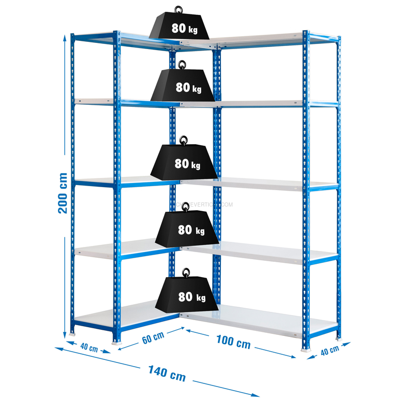 Estante Metálica SIMONCORNER 2000X1400X400 AZUL/Branco