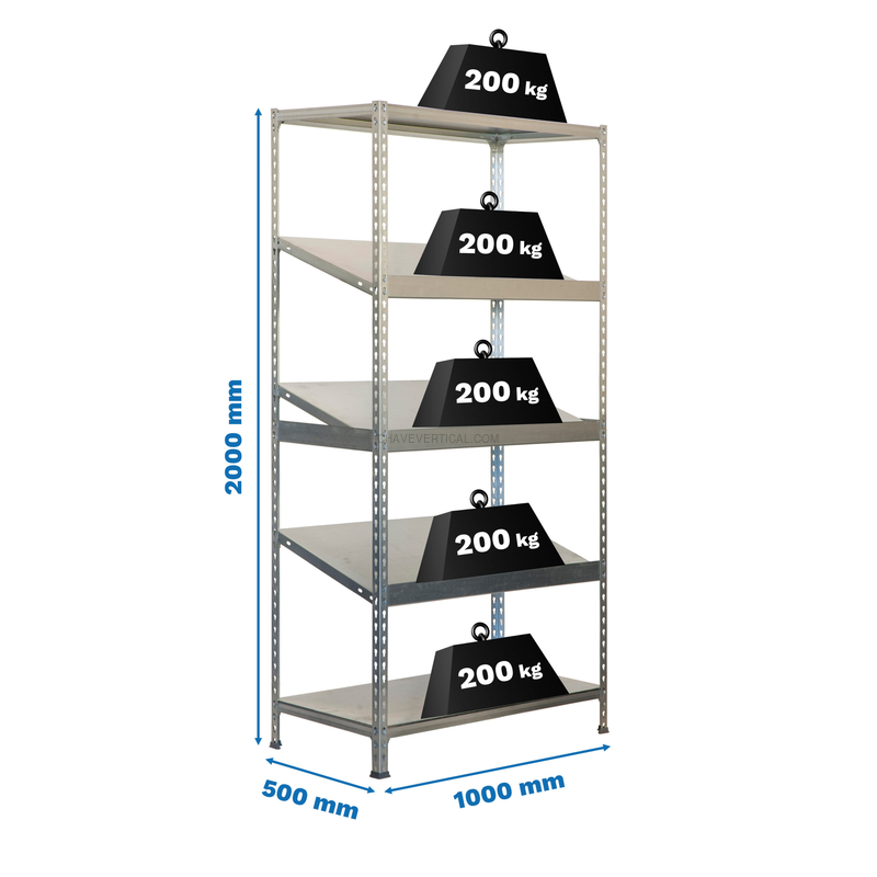 Estante Metálica SIMONEXPO PLUS 5/500-3 Galvanizado - 2000 x 1000 x 500 mm
