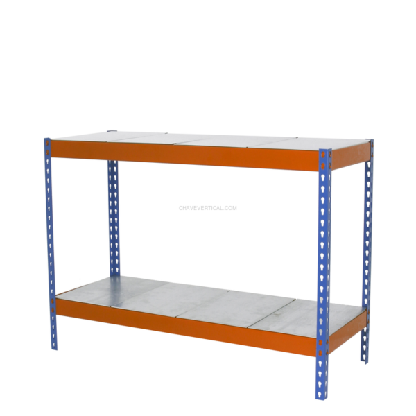 Estante Metálica SIMONFORTE 1204-2 METAL 900 AZUL/Laranja/Galvanizado - 900 x 1200 x 450 mm