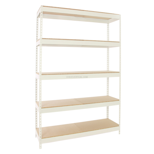 Estante Metálica SIMONFORTE 1204-5 Aglomerado 3000 Branco/Madeira - 3000 x 1200 x 450 mm