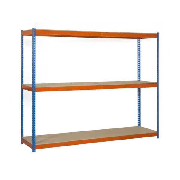 Estante Metálica SIMONFORTE 1207-3 Aglomerado 1500 Azul/Laranja/Madeira - 1500 x 1200 x 750 mm