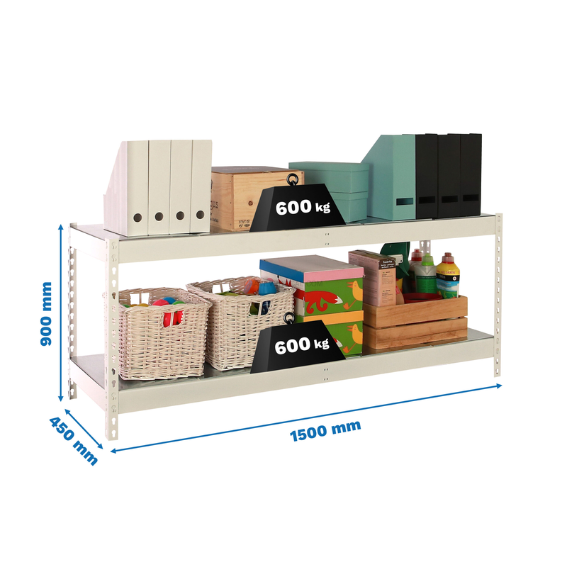 Estante Metálica SIMONFORTE 1504-2 METAL 900 Branco/Galvanizado - 900 x 1500 x 450 mm