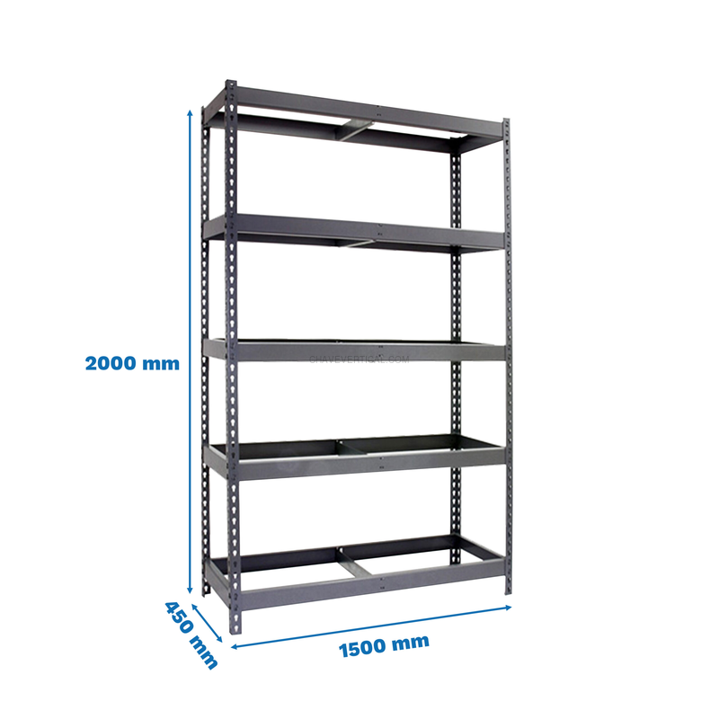 Estante Metálica SIMONFORTE 1504-5 Cinzento - 2000 x 1500 x 450 mm