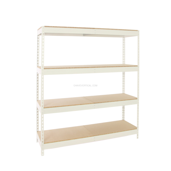 Estante Metálica SIMONFORTE 1506-4 Aglomerado Branco/Madeira - 2000 x 1500 x 600 mm