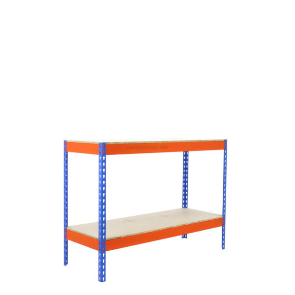 Estante Metálica SIMONFORTE 1507-2 Aglomerado 900 AZUL/Laranja/Madeira - 900 x 1500 x 750 mm
