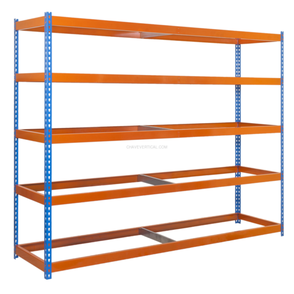 Estante Metálica SIMONFORTE 1806-5 AZUL/Laranja - 2000 x 1800 x 600 mm