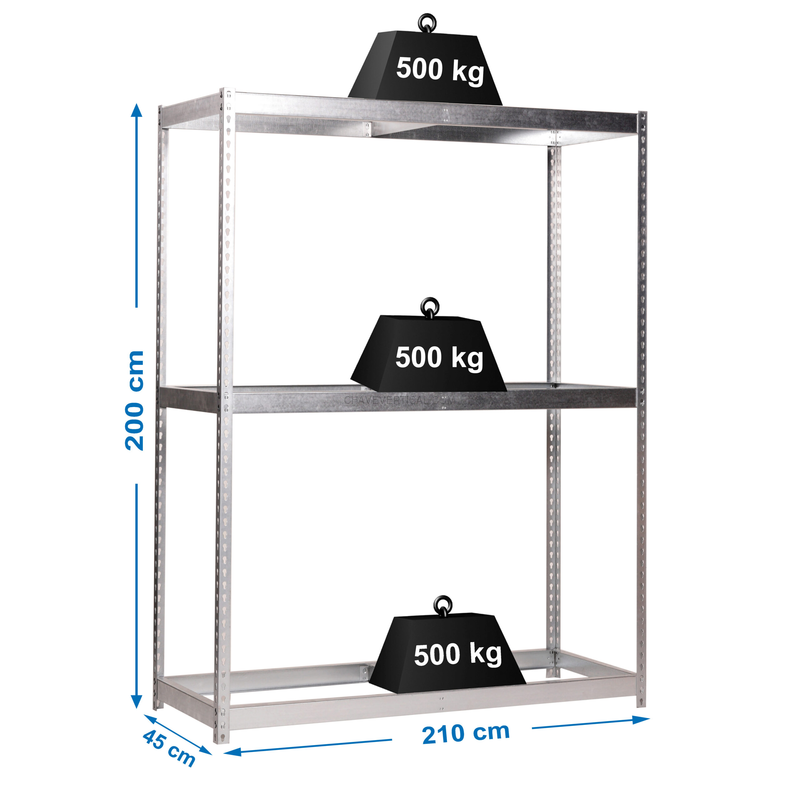 Estante Metálica SIMONFORTE 2104-3 Galvanizado - 2000 x 2100 x 450 mm