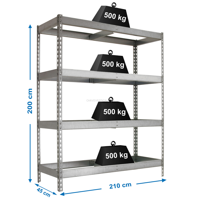 Estante Metálica SIMONFORTE 2104-4 Galvanizado - 2000 x 2100 x 900 mm