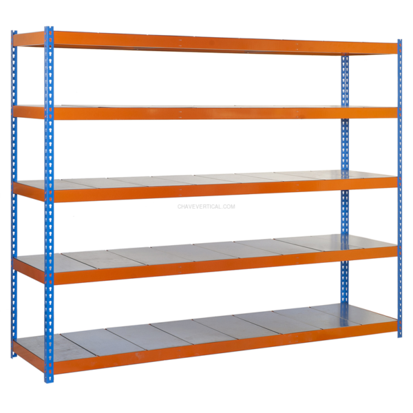 Estante Metálica SIMONFORTE 2106-5 METAL AZUL/Laranja/Galvanizado - 2000 x 2100 x 600 mm
