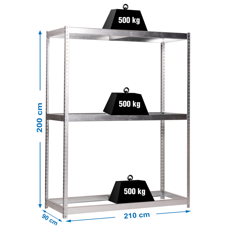 Estante Metálica SIMONFORTE 2109-3 Galvanizado - 2000 x 2100 x 750 mm