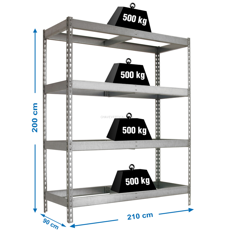 Estante Metálica SIMONFORTE 2109-4 Galvanizado - 2000 x 2100 x 750 mm