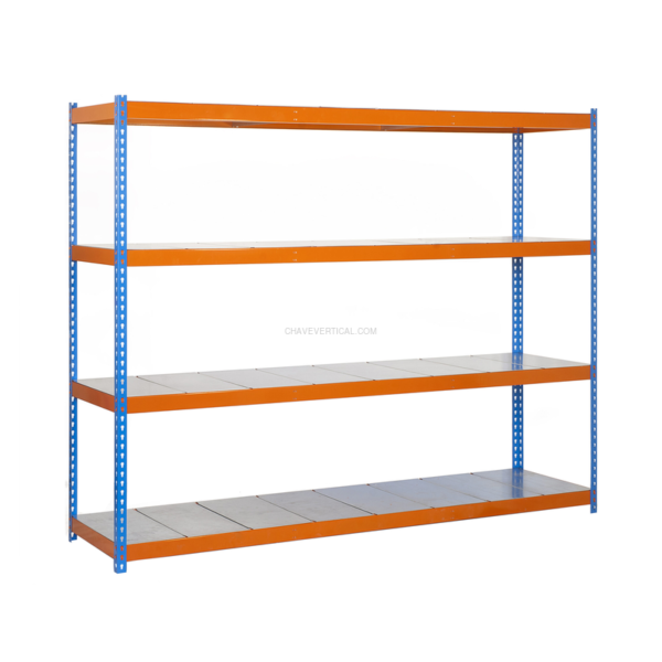 Estante Metálica SIMONFORTE 2109-4 METAL AZUL/Laranja/Galvanizado - 2000 x 2100 x 900 mm