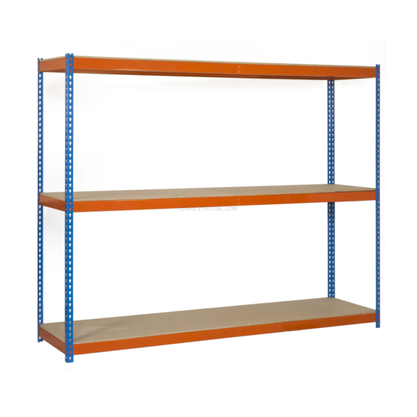 Estante Metálica SIMONFORTE 2404-3 Aglomerado Azul/Laranja/Madeira - 2000 x 2400 x 450 mm