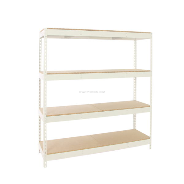 Estante Metálica SIMONFORTE 2404-4 Aglomerado Branco/Madeira - 2000 x 2400 x 450 mm