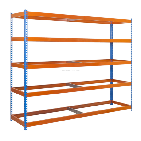 Estante Metálica SIMONFORTE 2404-5 AZUL/Laranja - 2000 x 2400 x 450 mm