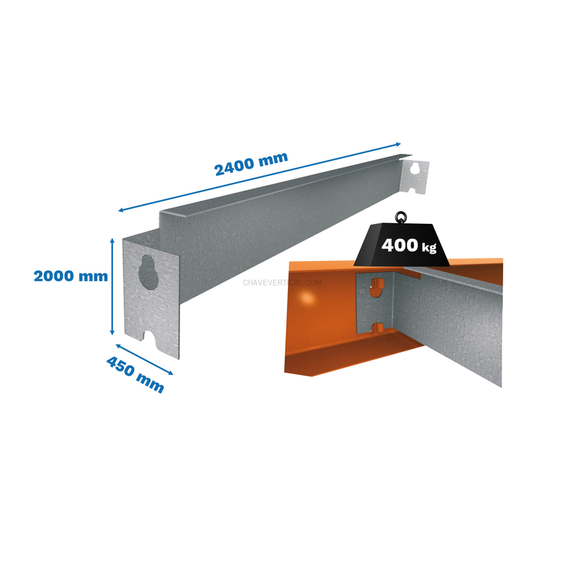 Estante Metálica SIMONFORTE 2404-5 AZUL/Laranja - 2000 x 2400 x 450 mm