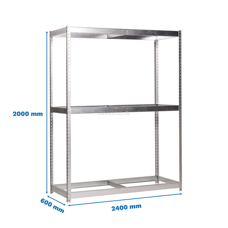 Estante Metálica SIMONFORTE 2406-3 Galvanizado - 2000 x 2400 x 600 mm