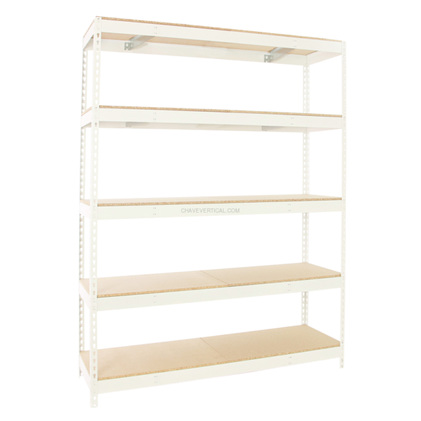 Estante Metálica SIMONFORTE 2407-5 Aglomerado Branco/Madeira - 2000 x 2400 x 750 mm