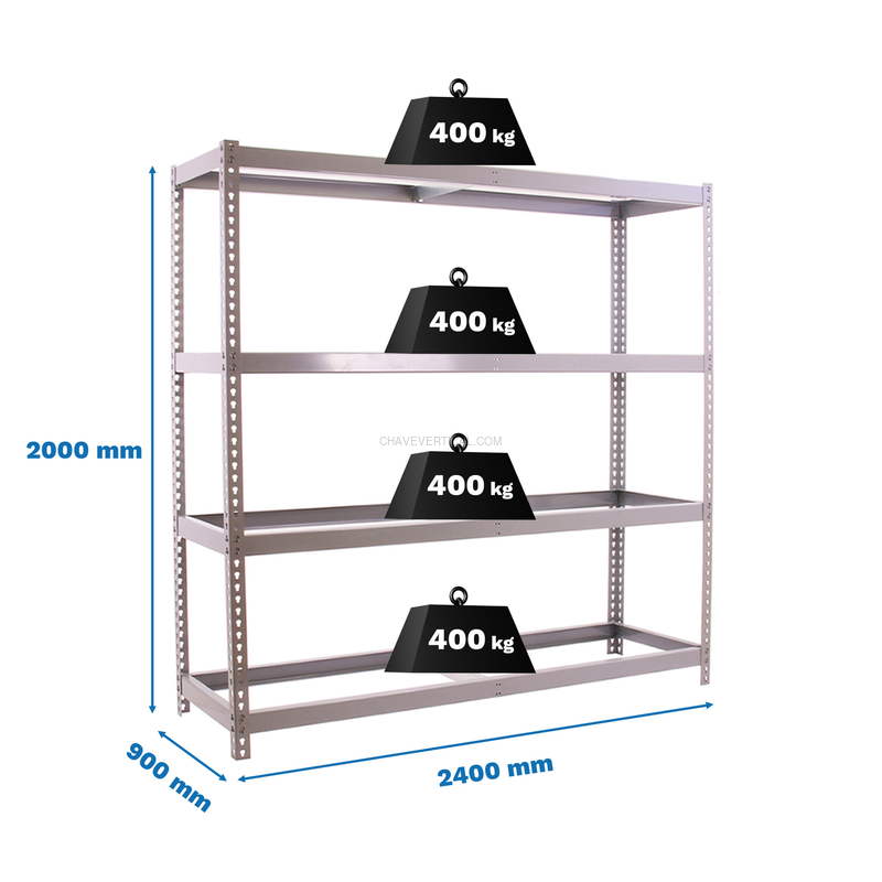 Estante Metálica SIMONFORTE 2409-4 Galvanizado - 2000 x 2400 x 900 mm